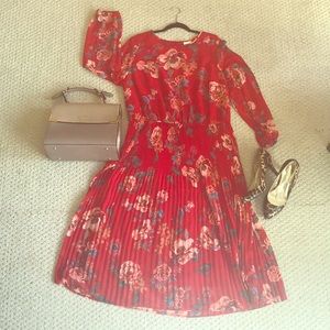 Sz 1X AVA &VIV pleated floral maxi dress